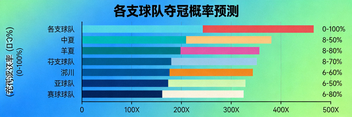 数据可视化图表展示各支球队的夺冠概率预测条形图